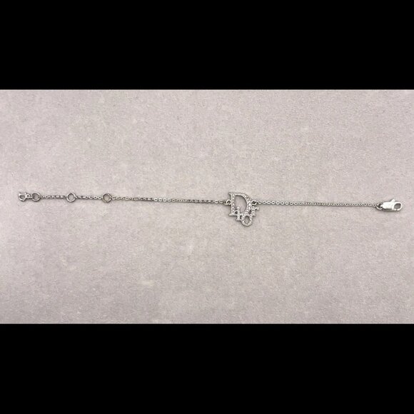 Auth Christian Dior CD Logo Pink Rhinestones SV Bracelet - Picture 8 of 10